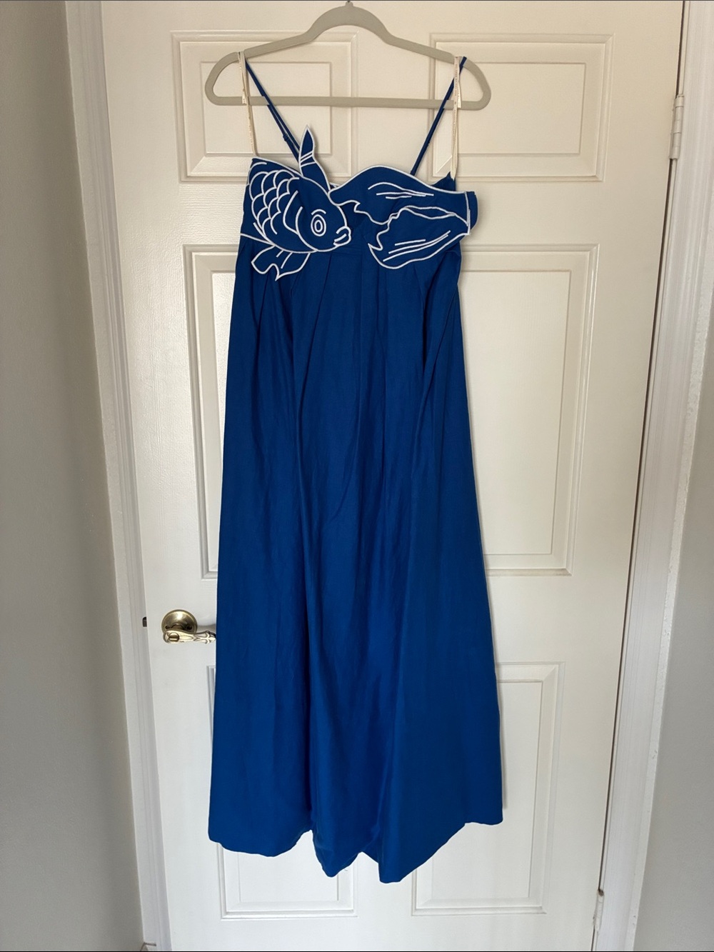 FARM Rio Royal Blue Maxi Dress with White Fish Embroidery - Picture 2 of 10